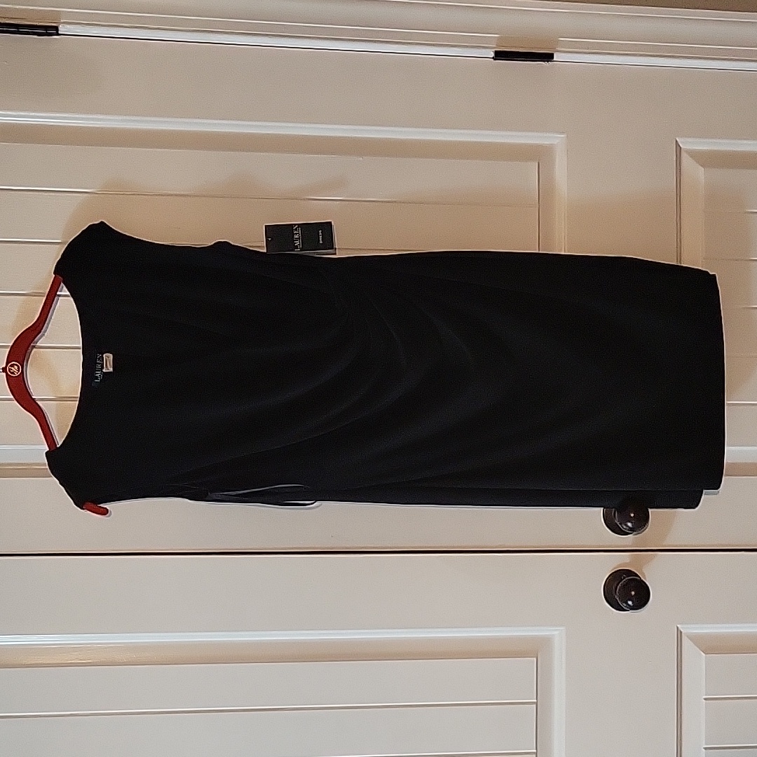 Nwt Lauren Ralph Lauren Little Black Faux Wrap Black Dress